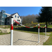 Barrier posts | Steel tube  42 x 2.5 mm | stationary | to be fixed by plugs | hot-dip galvanized and white coated withred reflecting stripes | without eyelet